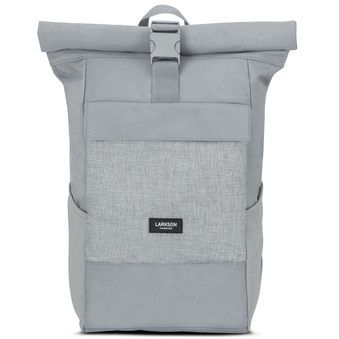 Hellgrauer Rolltop Rucksack No 4 von LARKSON mit Tasche und Verschluss