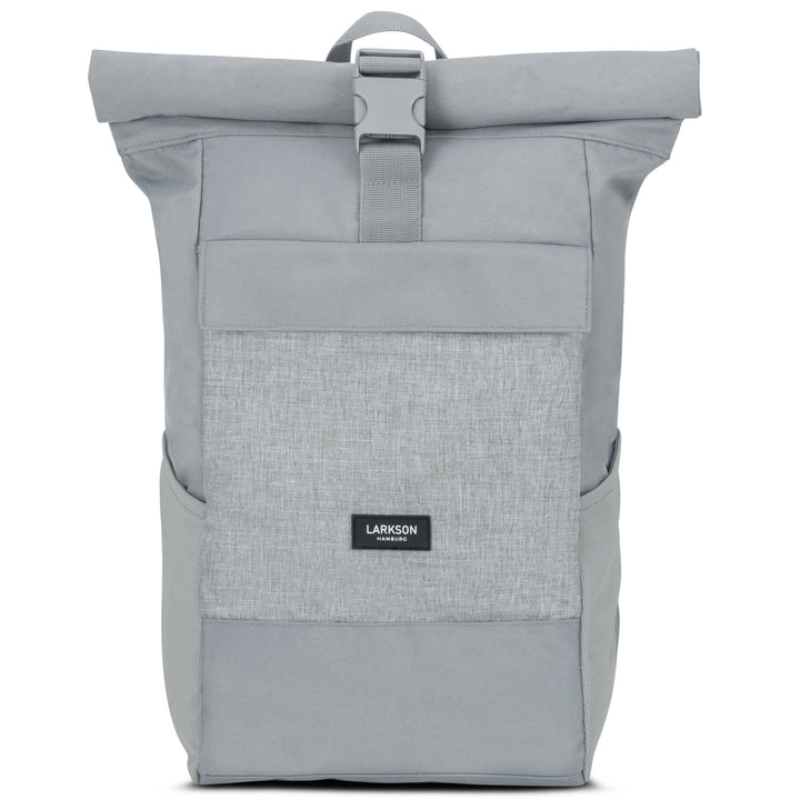 Hellgrauer Rolltop Rucksack No 4 von LARKSON mit Tasche und Verschluss