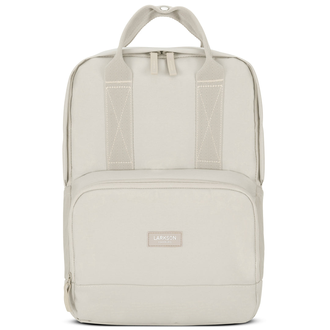 Beiger LARKSON Rucksack No 6 mit Fronttasche und robusten Tragegriffen