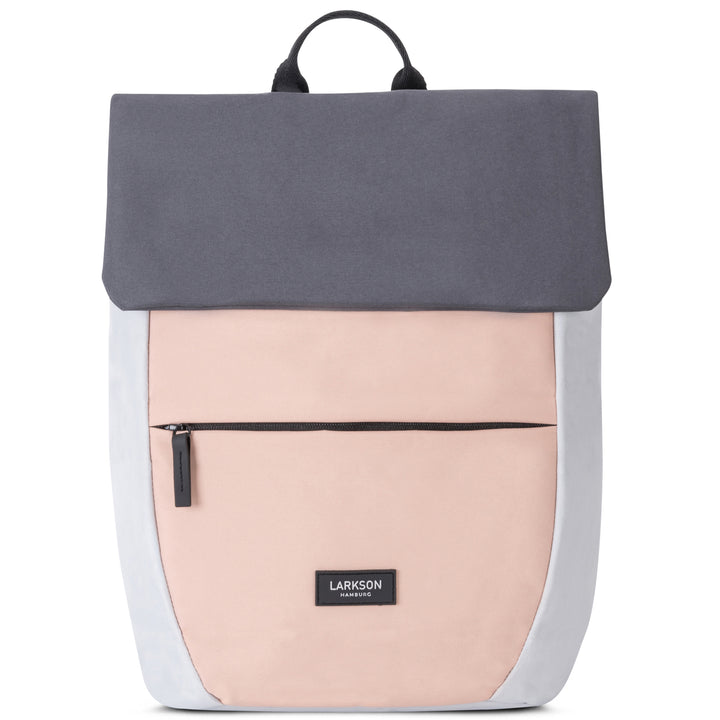 LARKSON Rucksack Ronja für Damen in Grau und Rosa mit Frontreißverschluss und Henkel