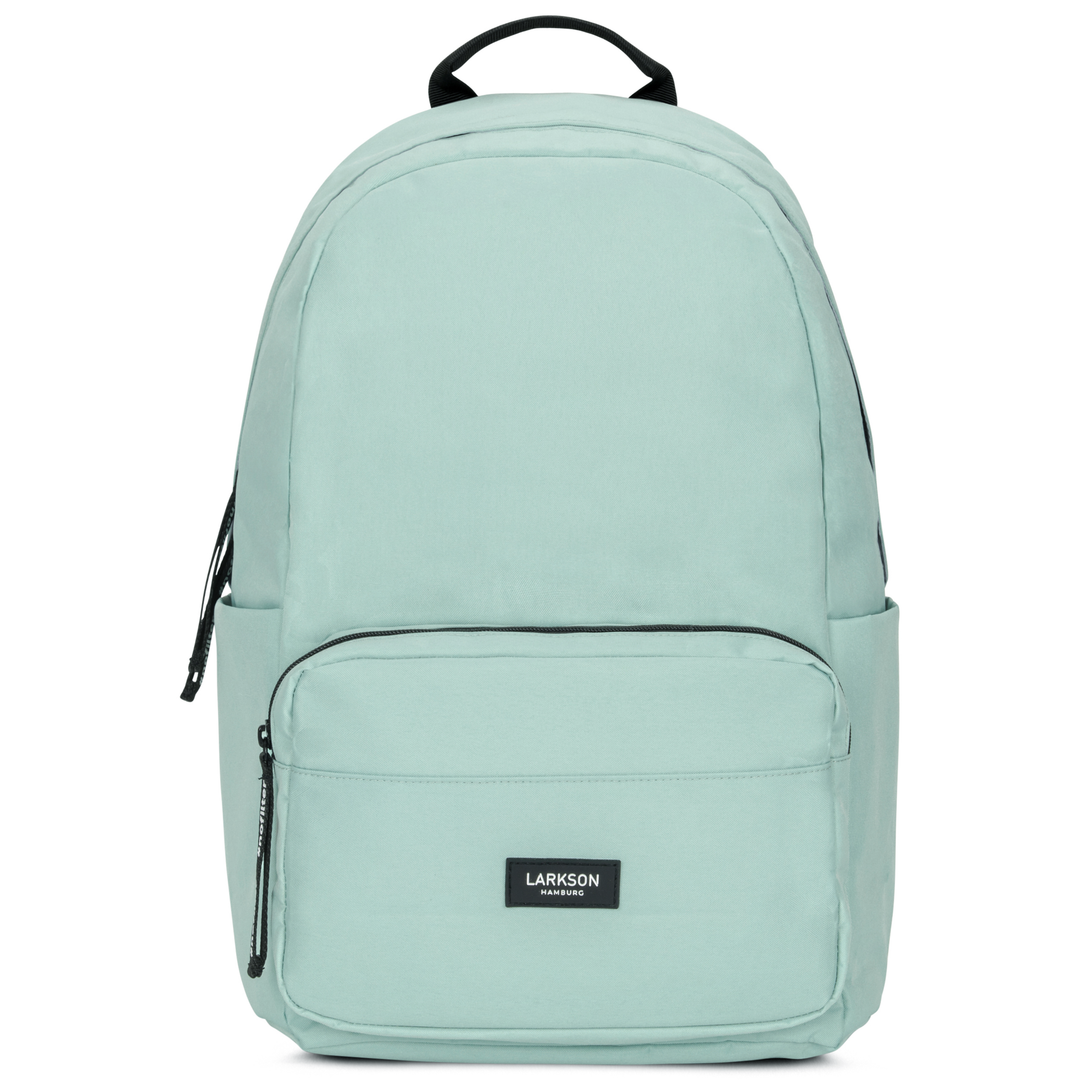 Mintfarbener Rucksack No 3 von Larkson mit Fronttasche und seitlichen Fächern