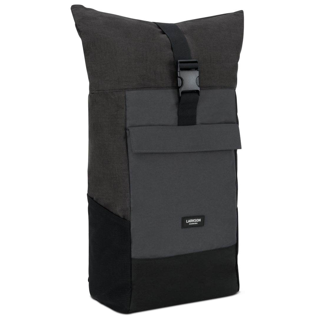 Großer Rolltop Rucksack für den Alltag#farbe_schwarz-grau
