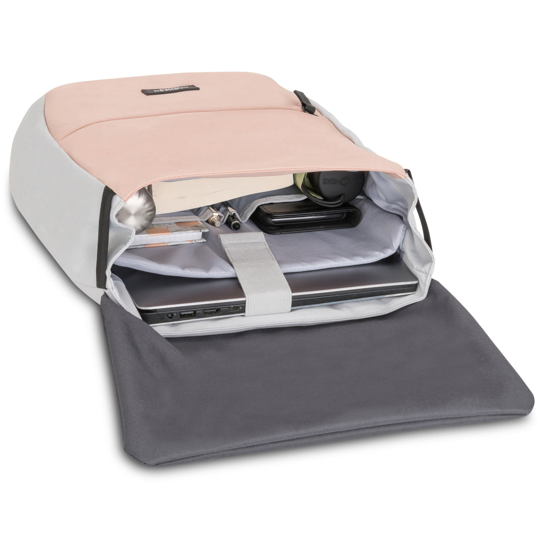 Tagesrucksack mit Laptopfach für Damen#farbe_grau-rosa